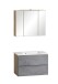Badmöbel-Set >Paris< (2-teilig) in Betongrau / Wotaneiche - 80x195x47cm (BxHxT)