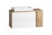 Badmöbel-Set >Paris< (2-tlg.) in weiß / Wotaneiche-Dekor - 105x195x47cm (BxHxT)
