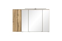 Badmöbel-Set >Paris< (2-teilig) in weiß / Wotaneiche-Dekor - 105x195x47 (BxHxT)
