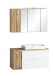 Badmöbel-Set >Paris< (2-teilig) in weiß / Wotaneiche-Dekor - 105x195x47 (BxHxT)