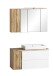 Badmöbel-Set >Paris< (2-teilig) in weiß / Wotaneiche-Dekor - 105x195x47 (BxHxT)