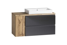 Badmöbel-Set >Paris< (2-tlg.) in grau / Wotaneiche-Dekor - 105x195x47cm (BxHxT)