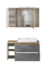 Badmöbel-Set >Paris< (2-tlg.) in Betongrau / Wotaneiche - 105x195x47cm (BxHxT)