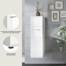 Stauraumschrank >Ice< in Weiß / Weiß Hochglanz - 30x106x30cm (BxHxT)