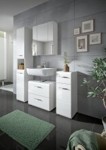 Hochschrank >Ice< in Weiß / Weiß Hochglanz - 30x185x30cm (BxHxT)