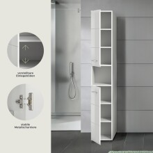 Hochschrank >Ice< in Weiß / Weiß Hochglanz - 30x185x30cm (BxHxT)