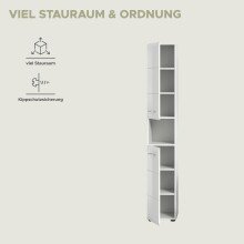 Hochschrank >Ice< in Weiß / Weiß Hochglanz - 30x185x30cm (BxHxT)