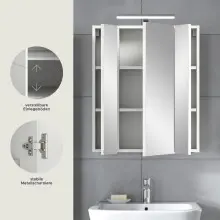 Badezimmerspiegelschrank >Ice< in Weiß /...