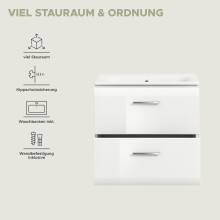 Waschtisch-Set >Ice< in Weiß / Weiß Hochglanz - 60x55x46cm (BxHxT)