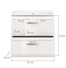 Waschtisch-Set >Ice< in Weiß / Weiß Hochglanz - 60x55x46cm (BxHxT)