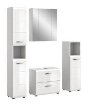 Badezimmer-Set >Ice< in Weiß / Weiß Hochglanz - 150x185x30cm (BxHxT)