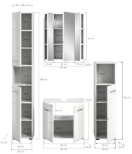 Badezimmer-Set >Ice< in Weiß / Weiß Hochglanz - 150x185x30cm (BxHxT)