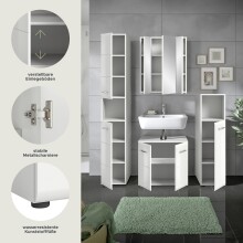 Badezimmer-Set >Ice< in Weiß / Weiß Hochglanz - 150x185x30cm (BxHxT)