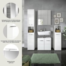 Badezimmer-Set >Ice< in Weiß / Weiß Hochglanz - 150x185x30cm (BxHxT)