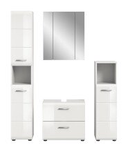 Badezimmer-Set >Ice< in Weiß / Weiß Hochglanz - 150x185x30cm (BxHxT)