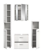 Badezimmer-Set >Ice< in Weiß / Weiß Hochglanz - 150x185x30cm (BxHxT)