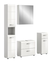 Badezimmer-Set >Ice< in Weiß / Weiß Hochglanz - 150x185x30cm (BxHxT)