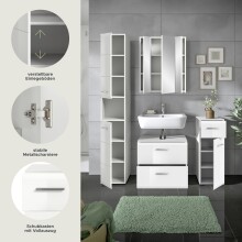Badezimmer-Set >Ice< in Weiß / Weiß Hochglanz - 150x185x30cm (BxHxT)