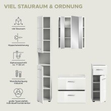 Badezimmer-Set >Ice< in Weiß / Weiß Hochglanz - 150x185x30cm (BxHxT)