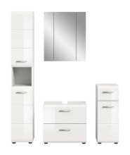 Badezimmer-Set >Ice< in Weiß / Weiß Hochglanz - 150x185x30cm (BxHxT)