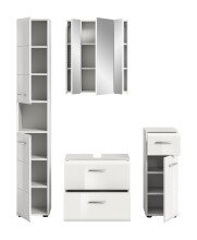 Badezimmer-Set >Ice< in Weiß / Weiß Hochglanz - 150x185x30cm (BxHxT)