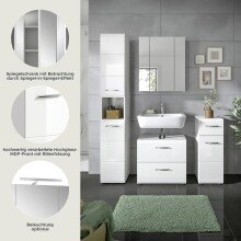 Badezimmer-Set >Ice< in Weiß / Weiß Hochglanz - 150x185x30cm (BxHxT)