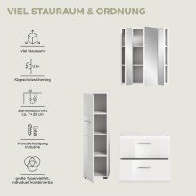 Badezimmer-Set >Ice< in Weiß / Weiß Hochglanz - 105x185x30cm (BxHxT)