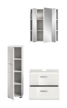 Badezimmer-Set >Ice< in Weiß / Weiß Hochglanz - 105x185x30cm (BxHxT)