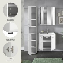 Badezimmer-Set >Ice< in Weiß / Weiß Hochglanz - 105x185x46cm (BxHxT)