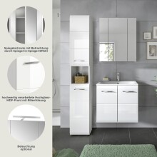 Badezimmer-Set >Ice< in Weiß / Weiß Hochglanz - 105x185x46cm (BxHxT)