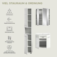 Badezimmer-Set >Ice< in Weiß / Weiß Hochglanz - 105x185x46cm (BxHxT)