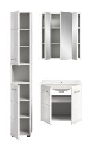 Badezimmer-Set >Ice< in Weiß / Weiß Hochglanz - 105x185x46cm (BxHxT)