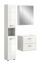 Badezimmer-Set >Ice< in Weiß / Weiß Hochglanz - 105x185x46cm (BxHxT)