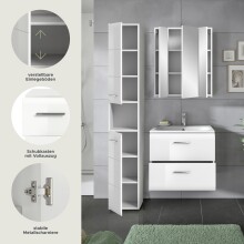 Badezimmer-Set >Ice< in Weiß / Weiß Hochglanz - 105x185x46cm (BxHxT)