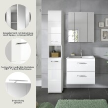 Badezimmer-Set >Ice< in Weiß / Weiß Hochglanz - 105x185x46cm (BxHxT)