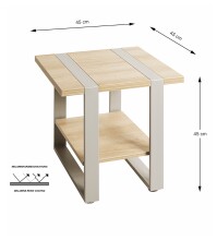 Beistelltisch >47777< in eiche / grau - 45x45x45cm (BxHxT)