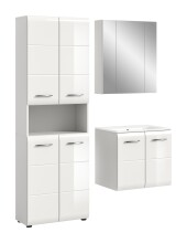 Badezimmer-Set >Ice< in Weiß / Weiß Hochglanz - 135x185x46cm (BxHxT)
