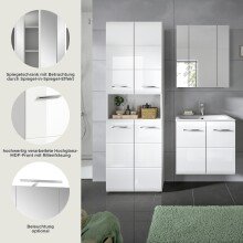 Badezimmer-Set >Ice< in Weiß / Weiß Hochglanz - 135x185x46cm (BxHxT)