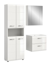Badezimmer-Set >Ice< in Weiß / Weiß Hochglanz - 135x185x46cm (BxHxT)