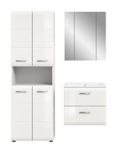 Badezimmer-Set >Ice< in Weiß / Weiß Hochglanz - 135x185x46cm (BxHxT)