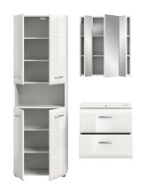 Badezimmer-Set >Ice< in Weiß / Weiß Hochglanz - 135x185x46cm (BxHxT)
