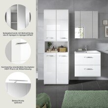 Badezimmer-Set >Ice< in Weiß / Weiß Hochglanz - 135x185x46cm (BxHxT)