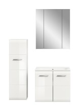 Badezimmer-Set >Ice< in Weiß / Weiß Hochglanz - 105x185x46cm (BxHxT)