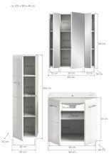 Badezimmer-Set >Ice< in Weiß / Weiß Hochglanz - 105x185x46cm (BxHxT)
