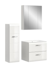 Badezimmer-Set >Ice< in Weiß / Weiß Hochglanz - 105x185x46cm (BxHxT)