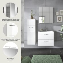 Badezimmer-Set >Ice< in Weiß / Weiß Hochglanz - 105x185x46cm (BxHxT)