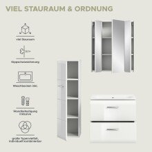 Badezimmer-Set >Ice< in Weiß / Weiß Hochglanz - 105x185x46cm (BxHxT)