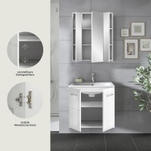 Badezimmer-Set >Ice< in Weiß / Weiß Hochglanz - 60x185x46cm (BxHxT)