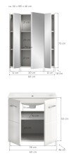 Badezimmer-Set >Ice< in Weiß / Weiß Hochglanz - 60x185x46cm (BxHxT)