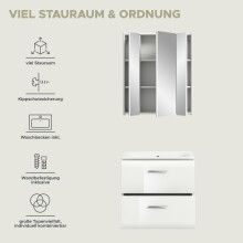 Badezimmer-Set >Ice< in Weiß / Weiß Hochglanz - 60x185x46cm (BxHxT)